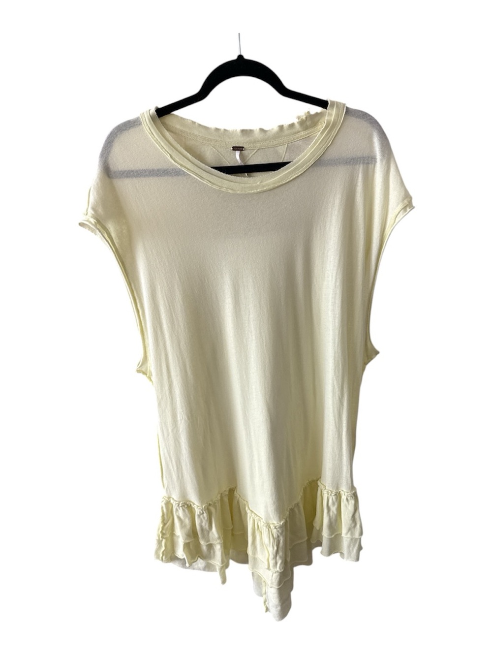 Free People Pale Yellow Ruffle-Hem Shimmy Dress